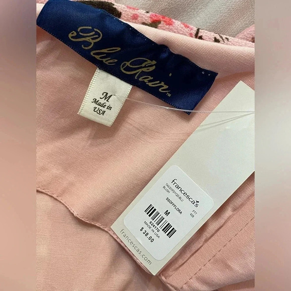 Francesca’s Blue Rain strapless‎ pink floral backless top, Medium New - Picture 8 of 9